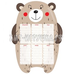 Магнитный планер расписание уроков с маркером А3 "Пиши-Стирай. Bear" ArtSpace 335742, 335742