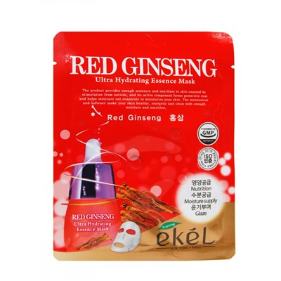 [EKEL] Маска для лица тканевая КРАСНЫЙ ЖЕНЬШЕНЬ Red Ginseng Ultra Hydrating Essence Mask, 25мл