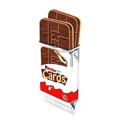 Шоколадно-молочное печенье Kinder Cards, 25,6 г