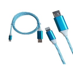 Кабель USB светящийся Z1 Lightning 1000mm (Синий)