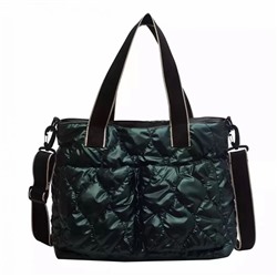 Женская сумка Экокожа+плащевка стеганная с ремнем зеленый
