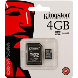 Микро-флэшкарта MicroSD Kingston Class 10 4GB