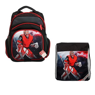 Рюкзак каркасный, Luris «Твинкл», 38 x 30 x 16 см, наполнение: мешок для обуви, «Хоккей»