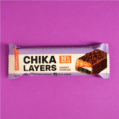LAYERS Батончик глазированный CHIKALAB Хрустящее печенье с двойным шоколадом, спортивное питание, 60 г