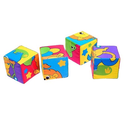 Мягкие кубики «Собери картинку», 4 шт, 8 х 8 см, по методике Монтессори
