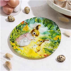 Подставка стеклянная для яиц 10 ячеек Доляна «Кроличьи истории», 24×20,6 см