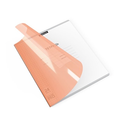 Тетрадь 24 листа в клетку ErichKrause CoverPrо Neon "Классика", пластиковая обложка, блок офсет, белизна 100%, оранжевая