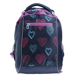 Рюкзак школьный, Grizzly RG-064, 40x29x17 см, эргономичная спинка, с мешком для обуви, синий