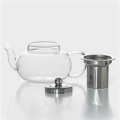 Чайник стеклянный заварочный с металлическим ситом Доляна «Калиопа», 600 мл