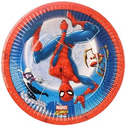 Тарелка бумажная "С Днем Рождения!", Человек-паук  18 см