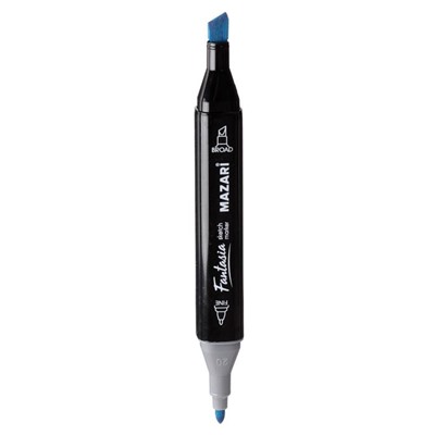 Художественный набор двухсторонних маркеров Mazari Fantasia 6 цветов Marine blue colors (синие цвета), пишущие узлы 3.0-6.2 мм