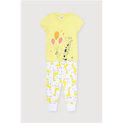 К 1526/бледно-желтый,жирафы на самокатах, пижама