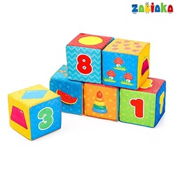 Игрушка мягконабивная, кубики «Обучающие» 8×8 см, 6 шт.