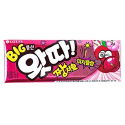 Жевательная резинка Lotte Whatta Big Bubble Gum Green Grape со вкусом персиковой сливы, 23 г