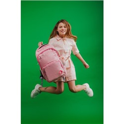 Рюкзак молодёжный, 2 отдела на молниях, 2 наружных кармана, 2 боковых кармана, дышащая спинка, цвет розовый
